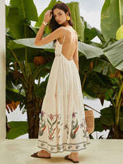 Rückenfreies Plissee-Kleid mit Blumenmuster