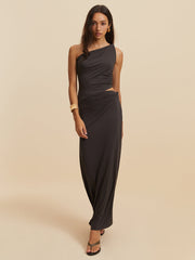 Asymmetrisches ärmelloses Kleid mit Ausschnitt