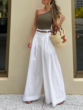 Plissierte Hose aus Baumwolle mit weitem Bein