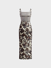 Rückenfreies, bedrucktes Kleid mit Schlitz und Reißverschluss