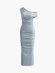 Asymmetrisches, schmal geschnittenes, langes Kleid