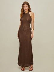 Rückenfreies Neckholder-Langes Kleid