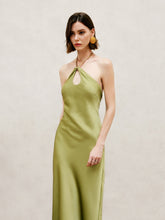 Neckholder-Schlüsselloch-Ausschnitt, rückenfreies langes Kleid