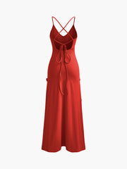 Rückenfreies Camisole-Kleid mit V-Ausschnitt und Rosette