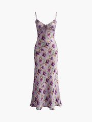 Camisole-Kleid mit Blumenmuster und Bindeband vorn