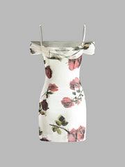 Camisole-Kleid aus Tüll mit Blumenmuster