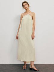Asymmetrisches schulterfreies langes Kleid