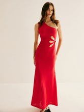 Strukturiertes Kleid mit One-Shoulder-Ausschnitt