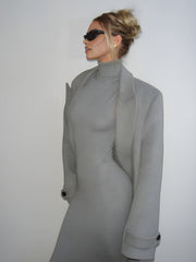 Langes Tanktopkleid aus Baumwolle mit hohem Kragen