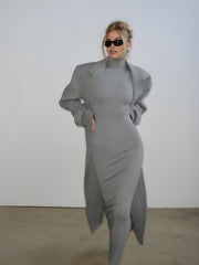 Langes Tanktopkleid aus Baumwolle mit hohem Kragen