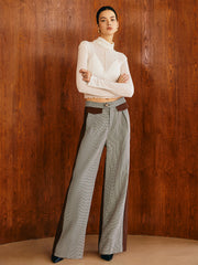 Gerade Hose mit Farbblock-Karomuster