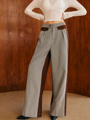 Gerade Hose mit Farbblock-Karomuster