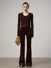 Cord-Bootcut-Hose ohne Gürtel