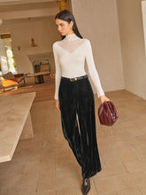 Samthose mit mittlerer Taille ohne Gürtel