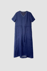 Blaues Ramie-Kleid