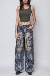 Weite Jeans mit Bahram-Print