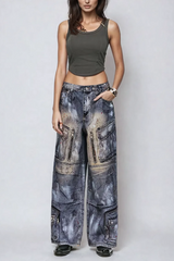 Weite Jeans mit Bahram-Print