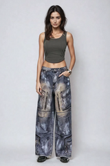 Weite Jeans mit Bahram-Print