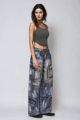Weite Jeans mit Bahram-Print