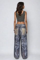 Weite Jeans mit Bahram-Print