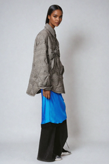 Baldev – Graues Hemd aus Baumwolle mit Schleife und Revers