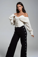 Ballad Off Shoulder Lace Up Corset Top