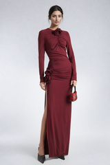 Ballard Ruch – Figurbetontes Maxikleid mit Blumenmuster und Schlitz