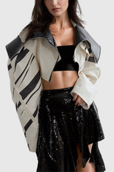 Barbara – Kurze Lederjacke mit Streifen