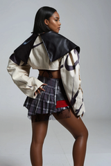 Barbara – Kurze Lederjacke mit Streifen