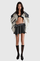 Barbara – Kurze Lederjacke mit Streifen