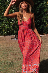 Bohemian V Neck Floral Maxi Dress