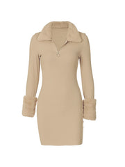 Trendiges Langarm-Set mit Kunstpelzbesatz