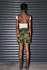 Cache Camouflage Print Torn Deconstruct Short Pants