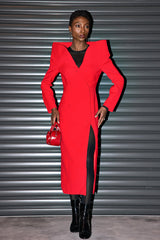 Mantel mit Kaktus-Knopf-Dekonstruktion und Schlitz