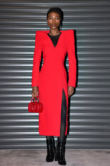 Mantel mit Kaktus-Knopf-Dekonstruktion und Schlitz