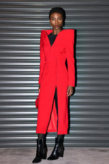 Mantel mit Kaktus-Knopf-Dekonstruktion und Schlitz