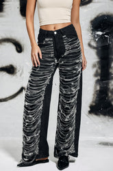 Campbell – Zerrissene Jeans mit Fransen in Schwarz