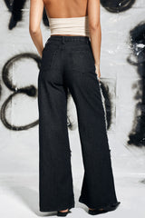 Campbell – Zerrissene Jeans mit Fransen in Schwarz