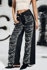 Campbell – Zerrissene Jeans mit Fransen in Schwarz