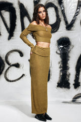 Carol – Schulterfreies, figurbetontes Rockset mit Streifen