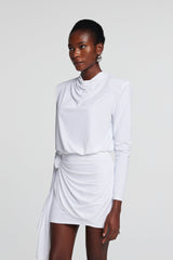 Celeste Kleid mit Schulterpolstern und Blumenmuster und Rüschen