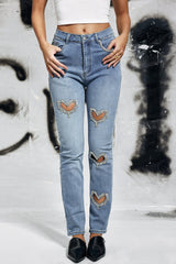 Cher Love Jeans mit Strass-Ausschnitt