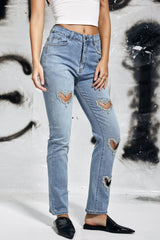 Cher Love Jeans mit Strass-Ausschnitt