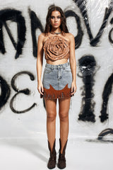 Colette Cowboy-Minirock mit Fransendetail