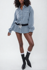 Minikleid aus Cord mit Kordelzug