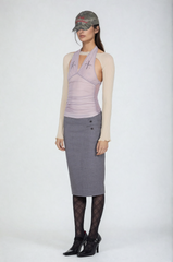 Dakota – Neckholder-Top mit rückenfreiem Rüschendetail in leichtem Lila