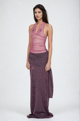 Dakota – Rückenfreies Neckholder-Top mit Rüschen in Rosa