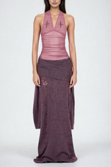 Dakota – Rückenfreies Neckholder-Top mit Rüschen in Rosa