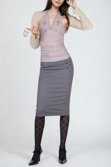 Dakota – Neckholder-Top mit rückenfreiem Rüschendetail in leichtem Lila