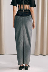 Dayana geraffter Maxirock mit hohem Schlitz